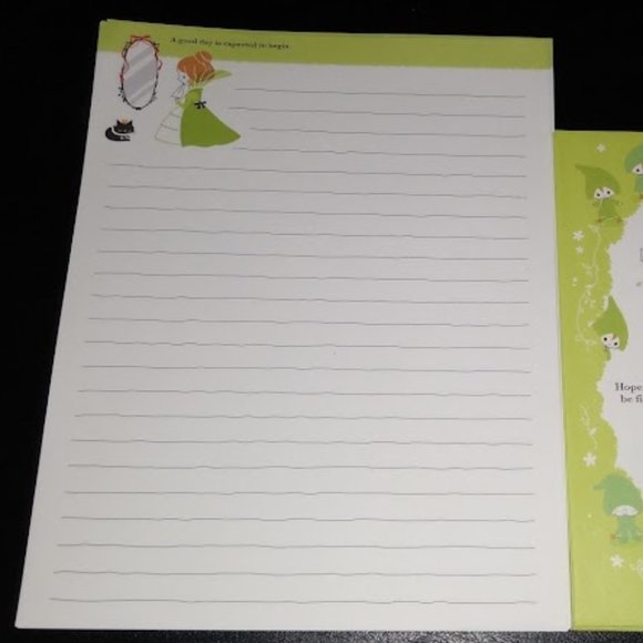 15pc LOT: FAIRY TALE WORLD SNOW WHITE WRITING PAPER/MATCHING ENVELOPES (GREEN) - Picture 2 of 4